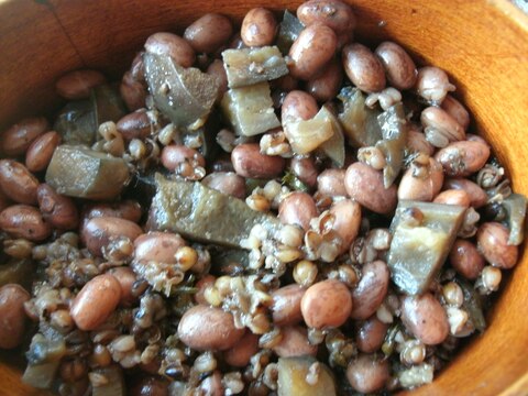 豆とナスの雑穀煮